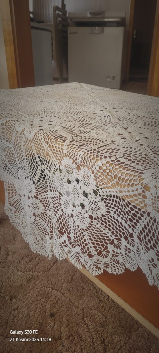 El Örgüsü Beyaz Dantel fiskos sehpa Örtüsü - Görsel 4