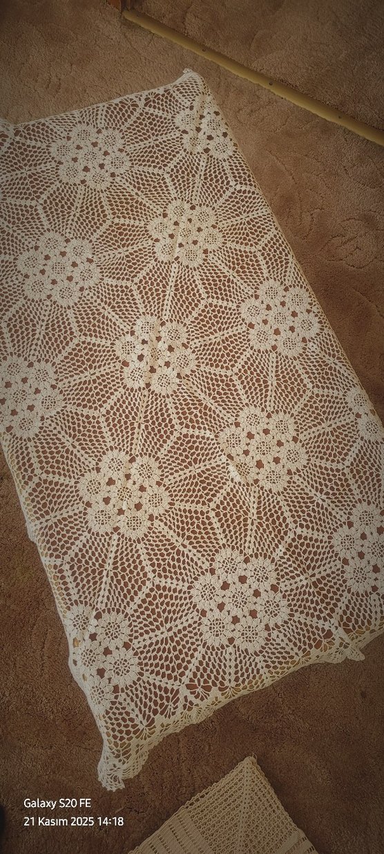 El Örgüsü Beyaz Dantel fiskos sehpa Örtüsü - Görsel 3