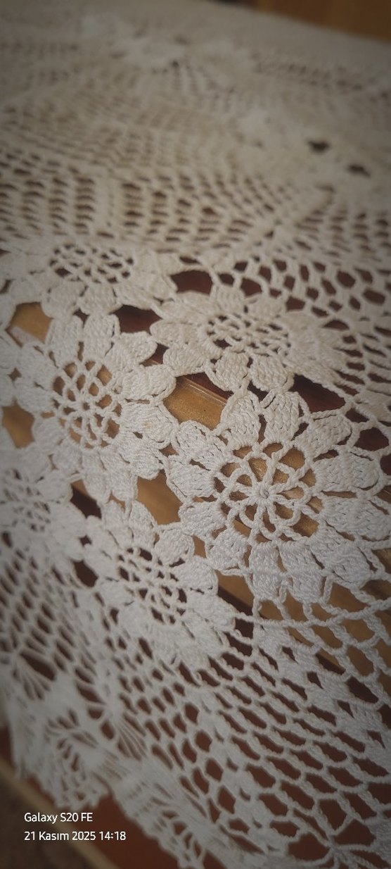 El Örgüsü Beyaz Dantel fiskos sehpa Örtüsü - Görsel 2