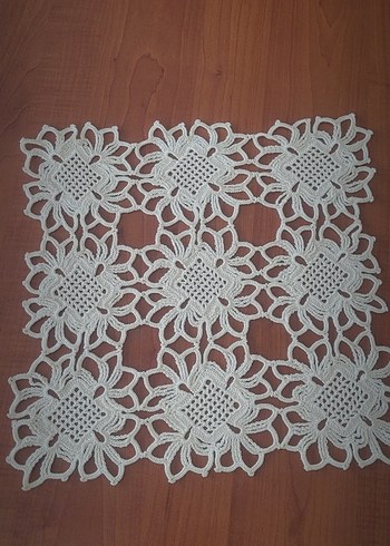 El Yapımı Beyaz Dantel sehpa Örtüsü.7 parça - Görsel 2