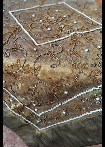 boncuk işleme hakiki hint işi yeşil salon takımı - Görsel 7