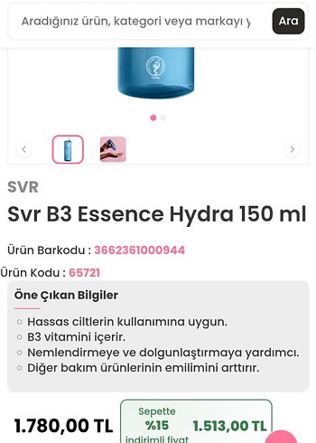  Beden Renk SVR B3 Essence Hydra tonik