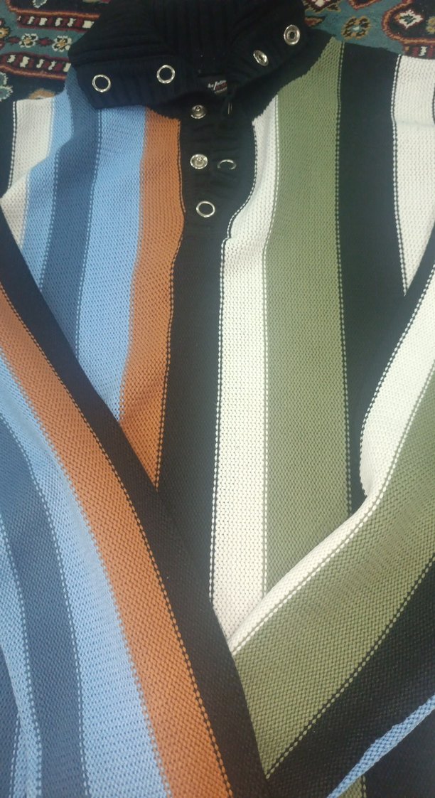 Çizgili Çok Renkli Uzun Kollu Erkek Polo Tişört - Görsel 2