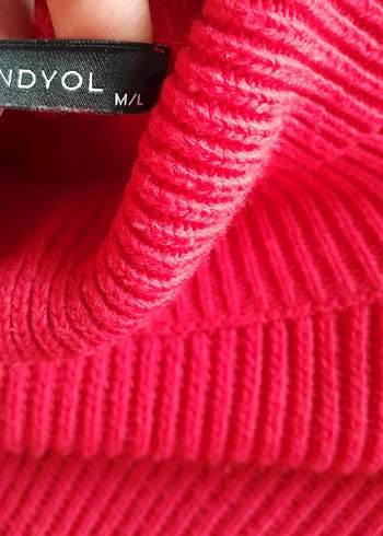 Kırmızı Kadın Boğazlı Örgü Kazak M/L - Görsel 3