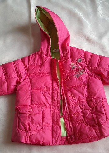 Kız Çocuk Pembe Kapüşonlu Nakışlı Mont - Görsel 3