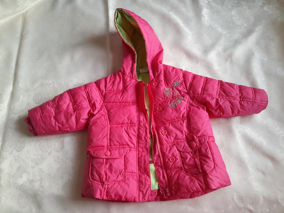 Kız Çocuk Pembe Kapüşonlu Nakışlı Mont - Görsel 3