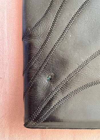 Vintage Siyah Deri Tokalı Kadın Portföy Çanta - Görsel 3