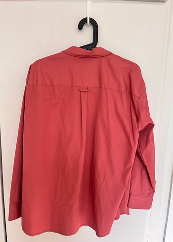 Düğmeli Gül Kurusu %100 Pamuk Kadın Gömlek - Görsel 4