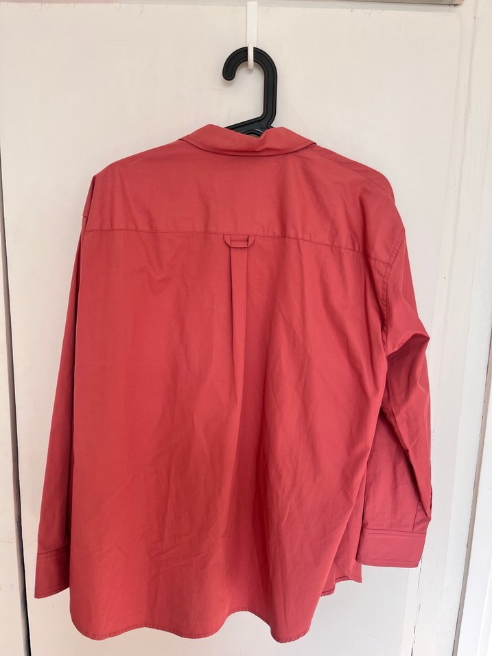 Düğmeli Gül Kurusu %100 Pamuk Kadın Gömlek - Görsel 4