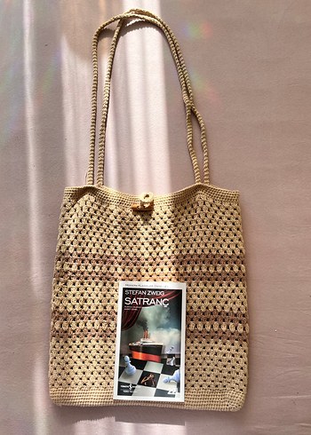 Bej Örgü Bohem Kadın Çanta - Görsel 2