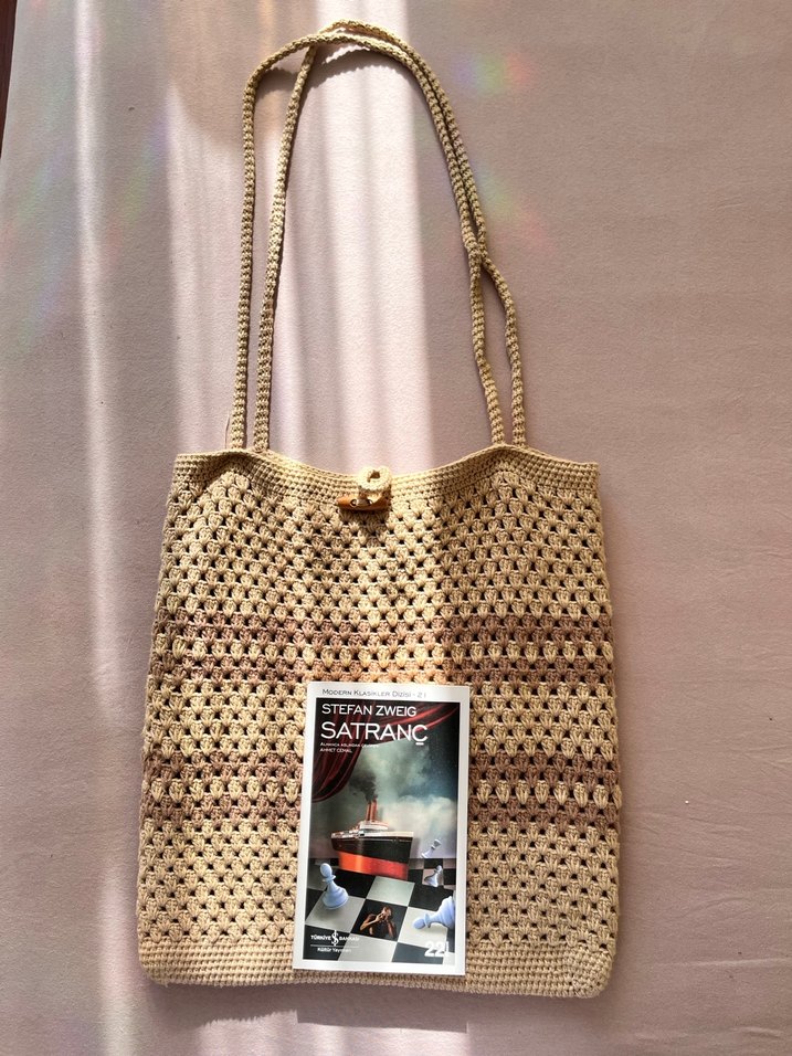 Bej Örgü Bohem Kadın Çanta - Görsel 2