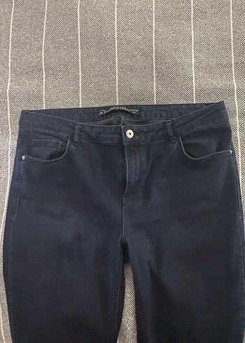 Düğmeli Lacivert Kadın Midi Kot Pantolon