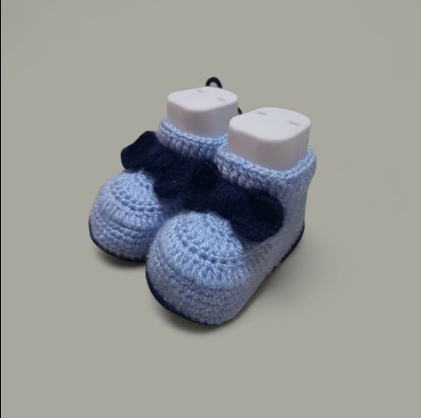 Erkek Çocuk Mavi Örgü Bot - Görsel 3