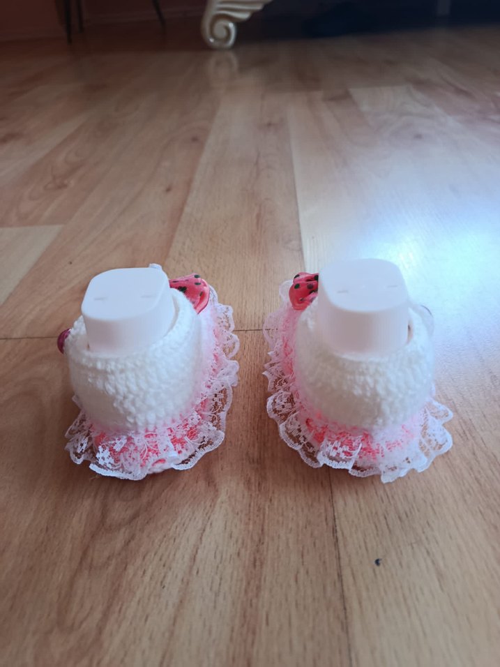 Dantel Detaylı Nakışlı Kız Bebek Patik - Görsel 2