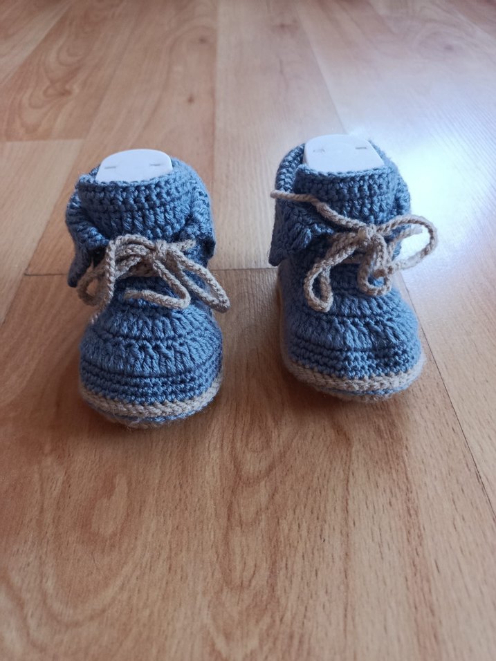 Gri Örgü Erkek Bebek Patik - Görsel 2