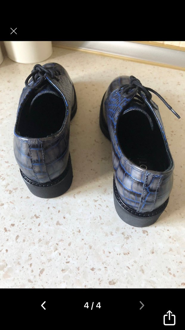 Lacivert Yılan Desenli Topuklu Kadın Oxford Ayakkabı - Görsel 4