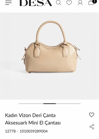 Desa Bej Deri Kadın Mini El Çantası - Görsel 2