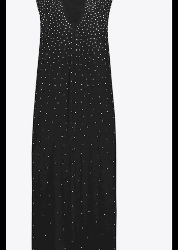 Zara Zara Siyah Taşlı Uzun İnce Askılı Elbise