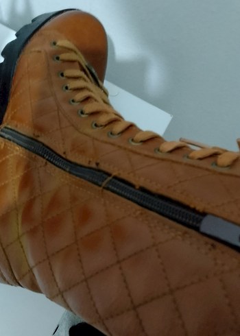 Kahverengi Deri Kadın Dolgu Topuklu Bot 38 - Görsel 3