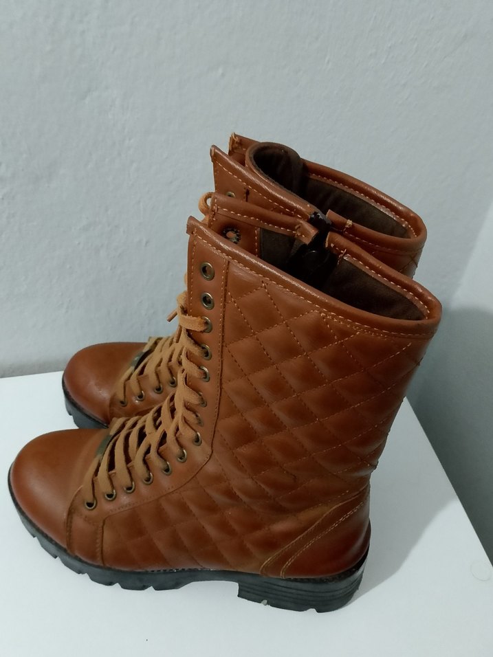 Kahverengi Deri Kadın Dolgu Topuklu Bot 38 - Görsel 2