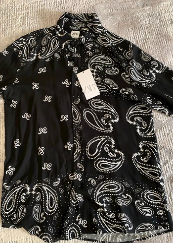 Bandana desenli zara siyah erkek gömlek