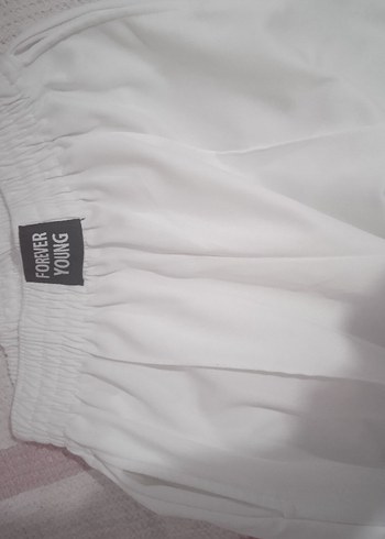 Kadın Beyaz Piliseli Rahat eşofman altı - Görsel 3