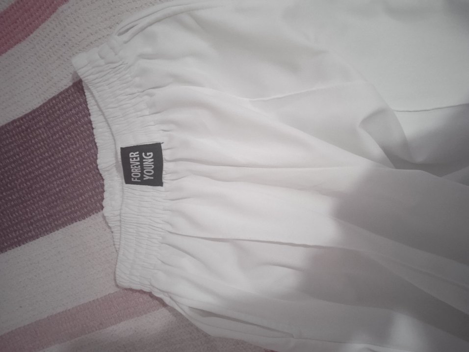 Kadın Beyaz Piliseli Rahat eşofman altı - Görsel 3