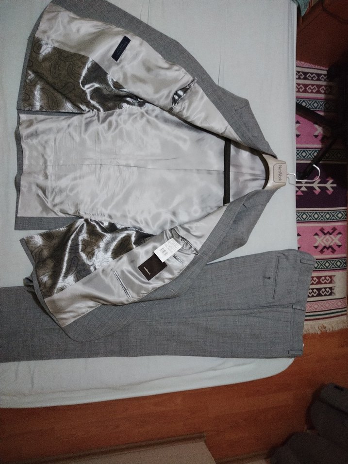 Cacharel yün Gri Düğmeli Erkek Takım Elbise - Görsel 3