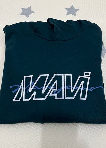 l Beden mavi Renk Kadın Mavi Kapüşonlu Fermuarlı Sweatshirt