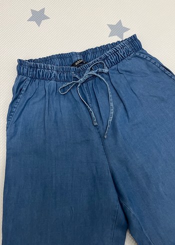 Addax Kadın Mavi Kemerli Rahat Kot Pantolon