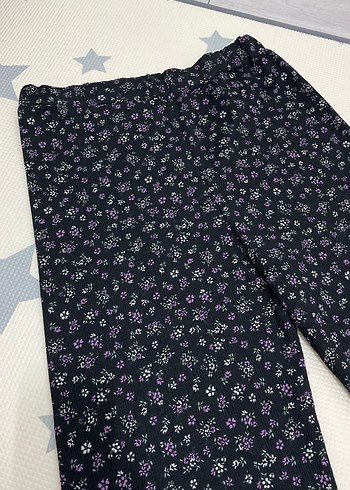 Diğer Mor Bağlama Desenli Rahat Kesim Kumaş Pantolon