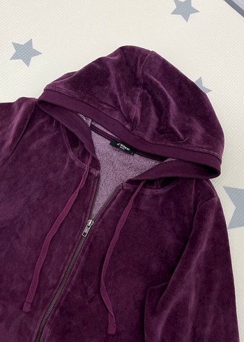 LC Waikiki Kadın Mor Kapüşonlu Fermuarlı Sweatshirt