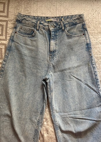 Düğmeli Gri Denim Kadın Midi Pantolon