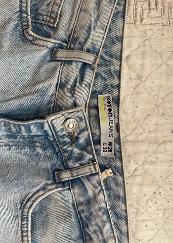 s Beden mavi Renk Düğmeli Gri Denim Kadın Midi Pantolon