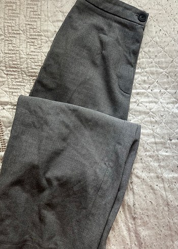 Defacto Gri Kadın Keten Düğmeli Kumaş Pantolon