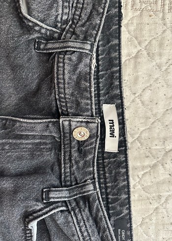 s Beden Gri Düğmeli Kadın Denim Pantolon