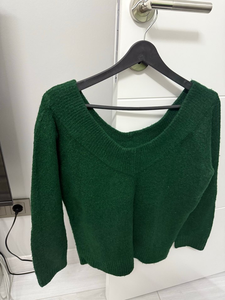 V Yaka Örgü Kadın Hırka - Görsel 3