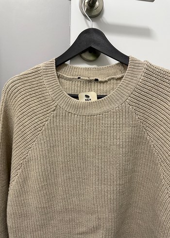 Bej Kadın Triko Kazak, Bisiklet Yaka, Rahat Kesim - Görsel 4