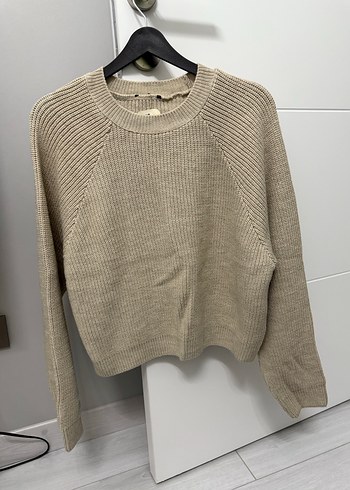 Bej Kadın Triko Kazak, Bisiklet Yaka, Rahat Kesim - Görsel 2