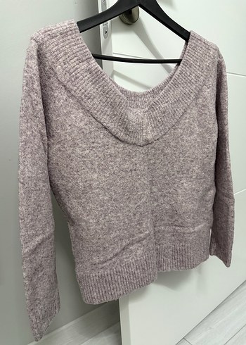 Lila V Yaka Örgü Kadın Kazak - Görsel 4