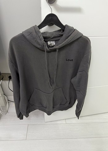 Gri Kapüşonlu Kadın Sweatshirt - Görsel 2