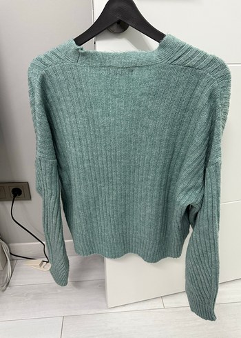 V Yaka Pastel Yeşil Triko Hırka - Görsel 4