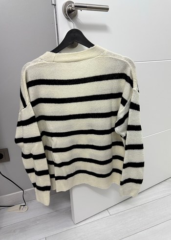 Çizgili Örgü Midi Kadın Hırka - Görsel 4