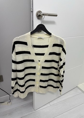 Çizgili Örgü Midi Kadın Hırka - Görsel 2