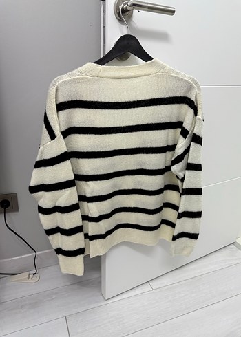 Çizgili Örgü Midi Kadın Hırka - Görsel 5