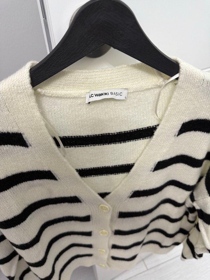 Çizgili Örgü Midi Kadın Hırka - Görsel 3