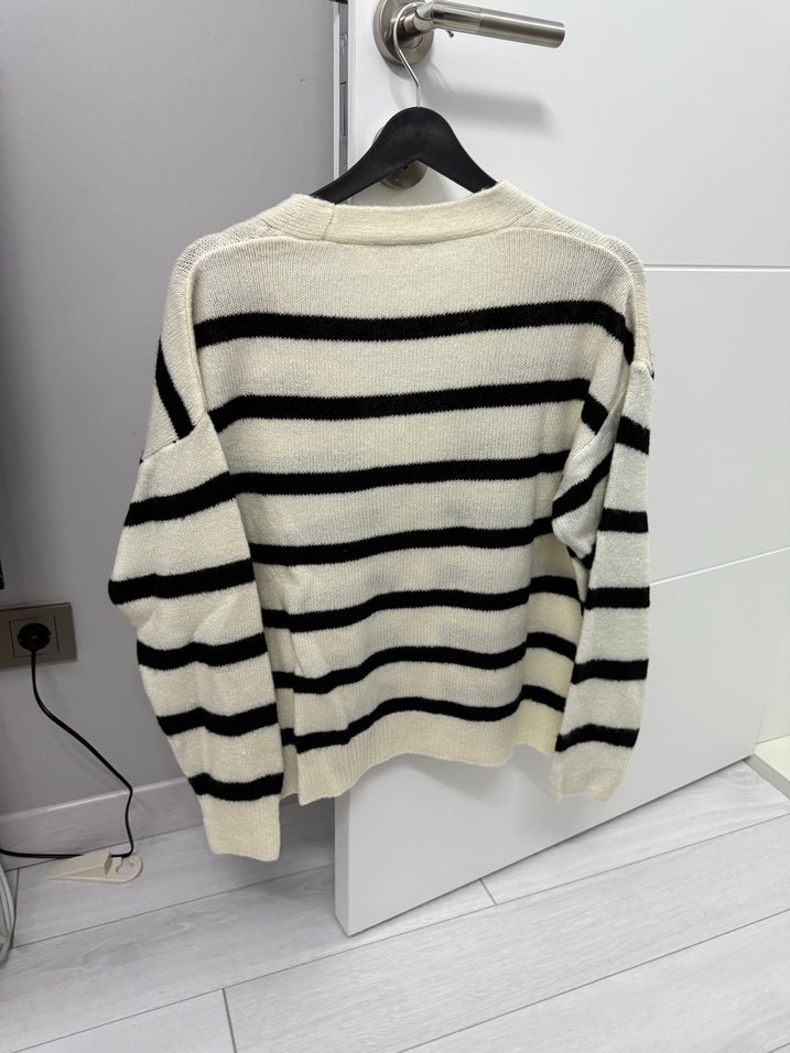 Çizgili Örgü Midi Kadın Hırka - Görsel 5