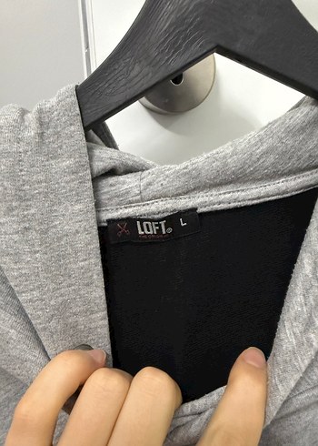 Gri Kapüşonlu Yılan Desenli Düğmeli Sweatshirt - Görsel 4