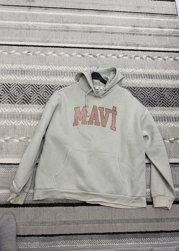 Mavi Baskılı Gri Kadın Kapüşonlu Sweatshirt - Görsel 4