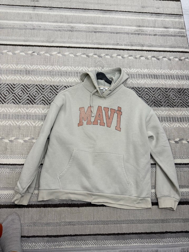 Mavi Baskılı Gri Kadın Kapüşonlu Sweatshirt - Görsel 4
